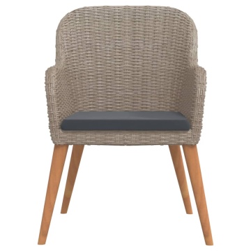 Set mobilier de grădină cu perne, 3 piese, maro - Img 4