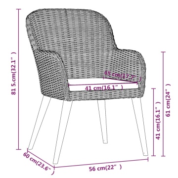 Set mobilier de grădină cu perne, 3 piese, maro - Img 6