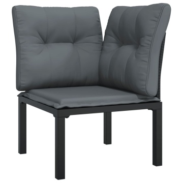 Set mobilier de grădină cu perne, 3 piese, negru/gri, poliratan - Img 4