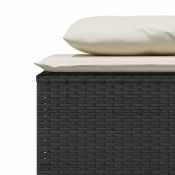 Set mobilier de grădină cu perne, 3 piese, negru, poliratan - Img 6
