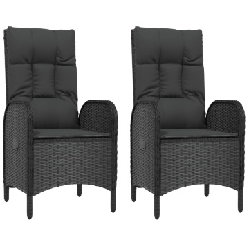Set mobilier de grădină cu perne, 3 piese, negru, poliratan - Img 4