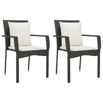 Set mobilier de grădină cu perne, 3 piese, negru, poliratan - Img 4