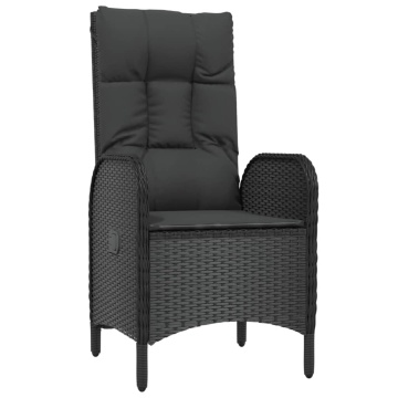 Set mobilier de grădină cu perne, 3 piese, negru, poliratan - Img 8