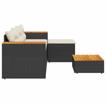 Set mobilier de grădină cu perne, 3 piese, negru, poliratan - Img 8