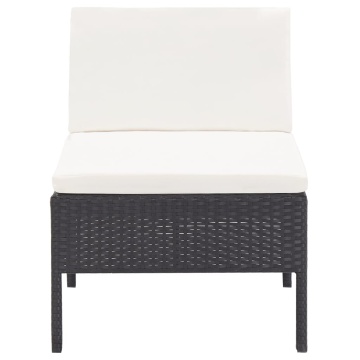 Set mobilier de grădină cu perne, 3 piese, negru, poliratan - Img 10