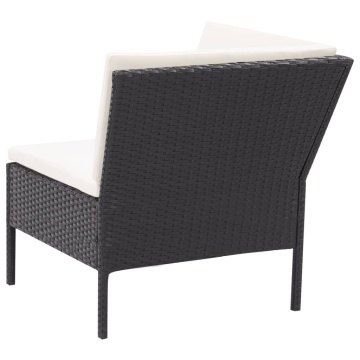 Set mobilier de grădină cu perne, 3 piese, negru, poliratan - Img 12