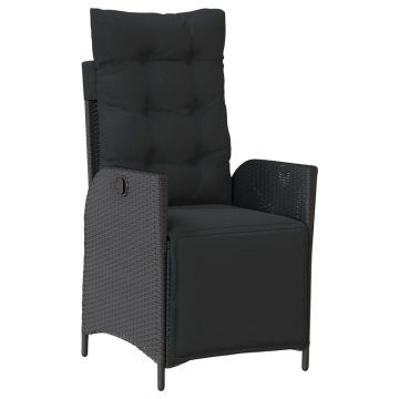Set mobilier de grădină cu perne, 3 piese, negru, poliratan - Img 3