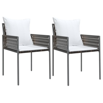 Set mobilier de grădină cu perne, 3 piese, poliratan și oțel - Img 4