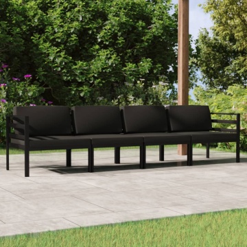Set mobilier de grădină cu perne, 4 piese, antracit, aluminiu - Img 1