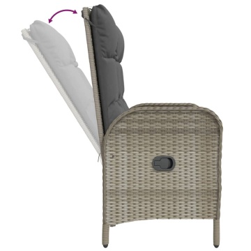 Set mobilier de grădină cu perne, 4 piese, gri, poliratan - Img 5