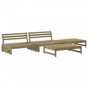 Set mobilier de grădină cu perne, 4 piese, lemn de pin tratat - Img 3