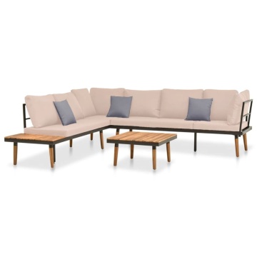 Set mobilier de grădină cu perne, 4 piese, lemn masiv de acacia - Img 1