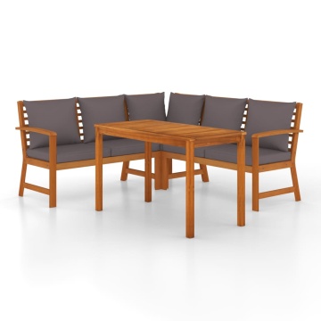 Set mobilier de grădină cu perne, 4 piese, lemn masiv de acacia - Img 2
