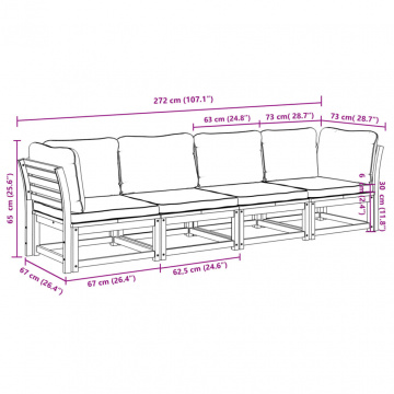 Set mobilier de grădină cu perne, 4 piese, lemn masiv de acacia - Img 6
