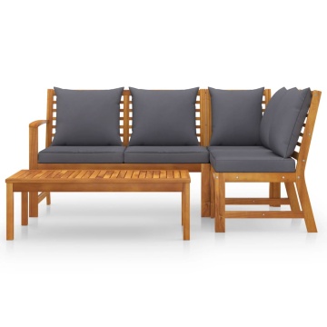 Set mobilier de grădină cu perne, 4 piese, lemn masiv de acacia - Img 3