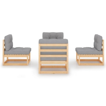 Set mobilier de grădină cu perne, 4 piese, lemn masiv de pin - Img 3
