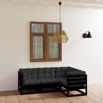 Set mobilier de grădină cu perne, 4 piese, lemn masiv de pin - Img 1