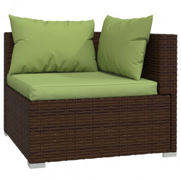 Set mobilier de grădină cu perne, 4 piese, maro, poliratan - Img 3