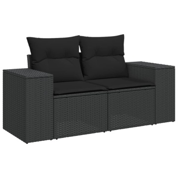 Set mobilier de grădină cu perne, 4 piese, negru, poliratan - Img 8