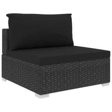 Set mobilier de grădină cu perne, 4 piese, negru, poliratan - Img 8
