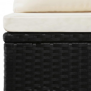 Set mobilier de grădină cu perne, 4 piese, negru, poliratan - Img 4