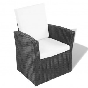 Set mobilier de grădină cu perne, 4 piese, negru, poliratan - Img 8