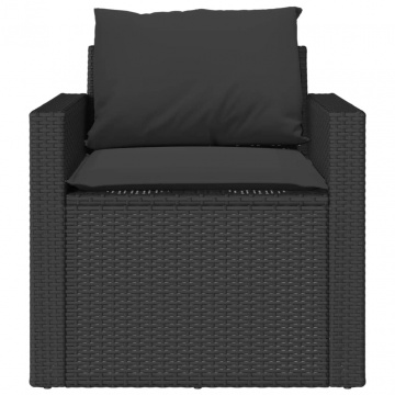 Set mobilier de grădină cu perne, 4 piese, negru, poliratan - Img 8