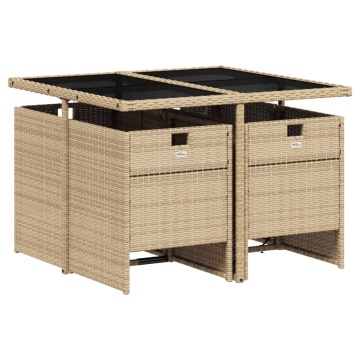 Set mobilier de grădină cu perne, 5 piese, bej, poliratan - Img 3