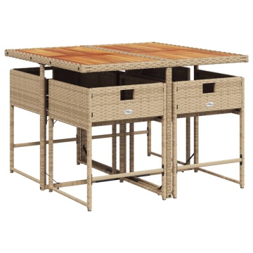 Set mobilier de grădină cu perne, 5 piese, bej, poliratan - Img 4