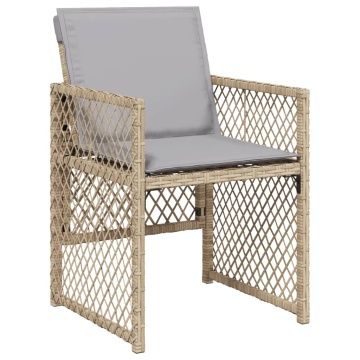 Set mobilier de grădină cu perne, 5 piese, bej, poliratan - Img 3