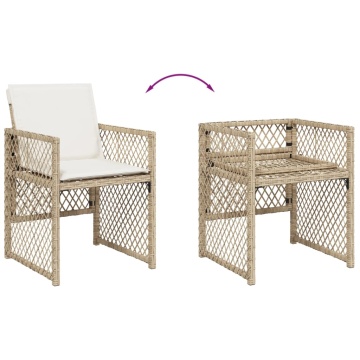 Set mobilier de grădină cu perne, 5 piese, bej, poliratan - Img 5