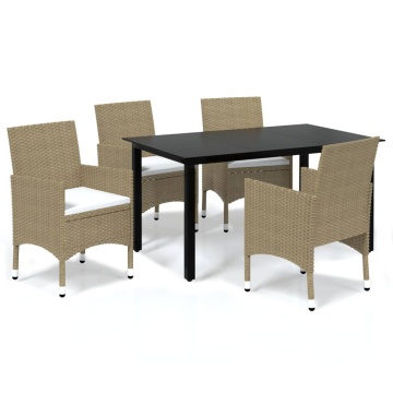 Set mobilier de grădină cu perne, 5 piese, bej, poliratan - Img 2