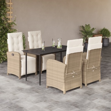 Set mobilier de grădină cu perne, 5 piese, bej, poliratan - Img 1
