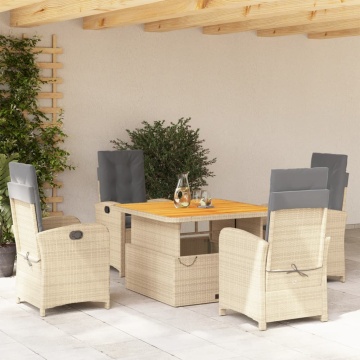 Set mobilier de grădină cu perne, 5 piese, bej, poliratan - Img 1