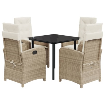 Set mobilier de grădină cu perne, 5 piese, bej, poliratan - Img 2