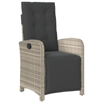Set mobilier de grădină cu perne, 5 piese gri deschis poliratan - Img 3