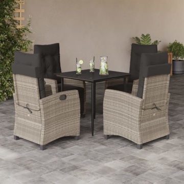 Set mobilier de grădină cu perne, 5 piese gri deschis poliratan - Img 1