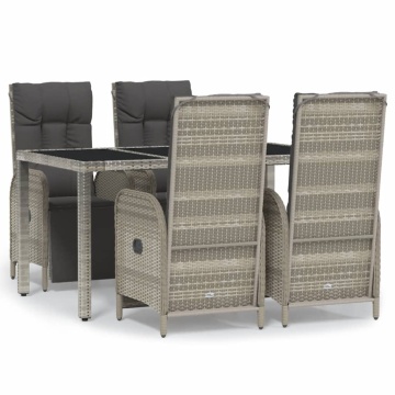 Set mobilier de grădină cu perne, 5 piese, gri, poliratan - Img 2