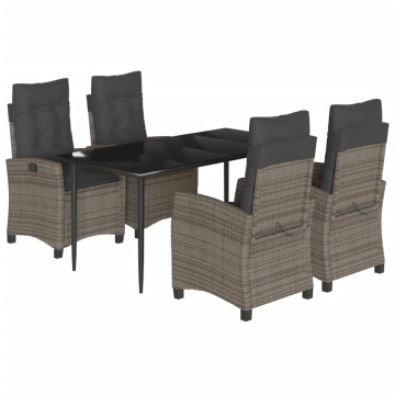Set mobilier de grădină cu perne, 5 piese, gri, poliratan - Img 2