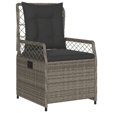 Set mobilier de grădină cu perne, 5 piese, gri, poliratan - Img 3