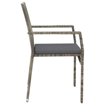 Set mobilier de grădină cu perne, 5 piese, gri, poliratan - Img 5