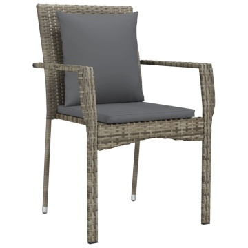 Set mobilier de grădină cu perne, 5 piese, gri, poliratan - Img 8