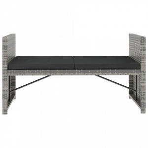 Set mobilier de grădină cu perne, 5 piese, gri, poliratan - Img 5