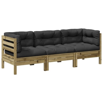 Set mobilier de grădină cu perne, 5 piese, lemn de pin tratat - Img 2