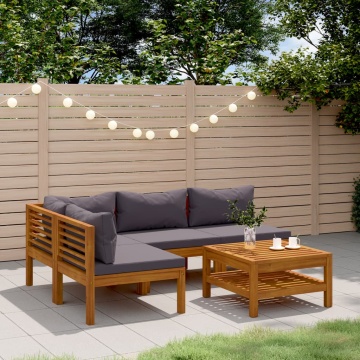 Set mobilier de grădină cu perne, 5 piese, lemn masiv acacia - Img 1