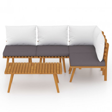 Set mobilier de grădină cu perne, 5 piese, lemn masiv acacia - Img 8