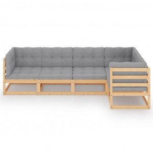 Set mobilier de grădină cu perne, 5 piese, lemn masiv de pin - Img 2