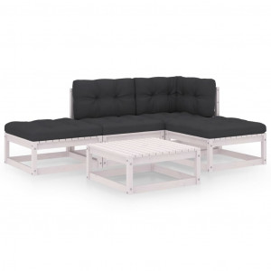 Set mobilier de grădină cu perne, 5 piese, lemn masiv de pin - Img 1