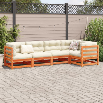 Set mobilier de grădină cu perne, 5 piese, lemn masiv de pin - Img 3