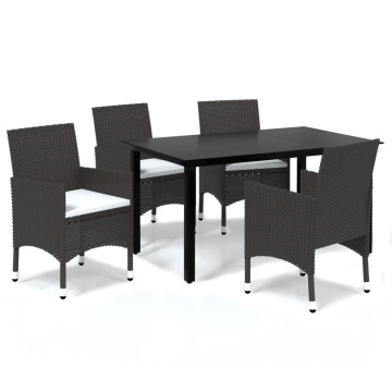 Set mobilier de grădină cu perne, 5 piese, maro, poliratan - Img 2